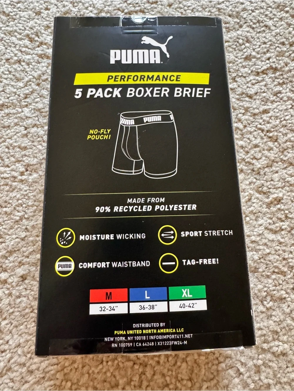 PUMA Men’s 5-Pack Boxer Briefs – Black & Navy sz XL